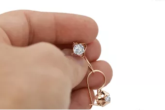 Originalus 14k rožinio aukso vintage Žirkoniai Auskarai Vintage vec142r